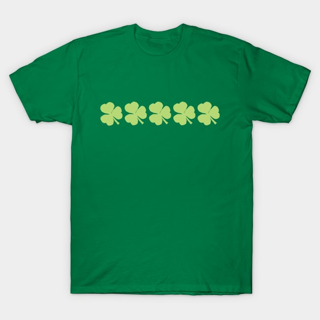 Five Pale Green Shamrocks for St Patricks Day T-Shirt by ellenhenryart